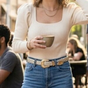 Vintage Captiva Collectibles Belt Silver Gold Leather Metal 90s Western Chic S